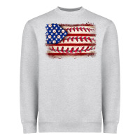Heather Grey Baseball American flag Heavyweight Sweatshirt - Neo Western