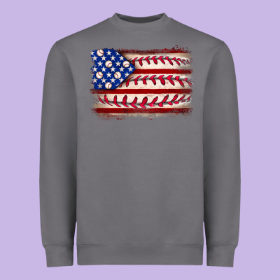 Baseball American Flag Heavyweight Sweatshirt Designed By Neo Western