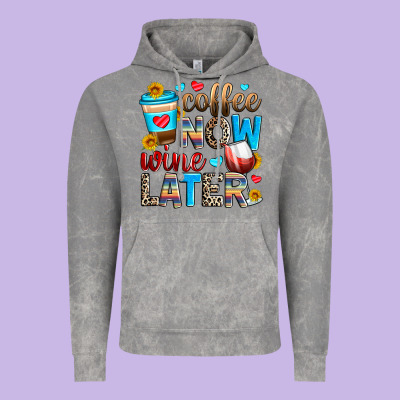 Coffee Now Wine Later Vintage Hoodie Designed By Zillion Design Studio