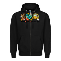 Black peace love school bus Zipper Hoodie - NancyCooperArtShop