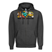 Charcoal Heather peace love school bus Zipper Hoodie - NancyCooperArtShop