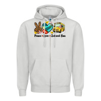 Dove Grey peace love school bus Zipper Hoodie - NancyCooperArtShop
