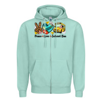 Seafoam peace love school bus Zipper Hoodie - NancyCooperArtShop