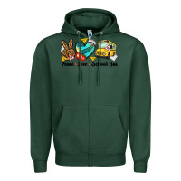 Sports Green peace love school bus Zipper Hoodie - NancyCooperArtShop