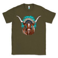 Army Green texas longhorn indian headdress Classic Tee - JahusDesignShop