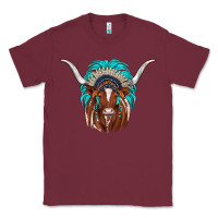 Burgundy texas longhorn indian headdress Classic Tee - JahusDesignShop