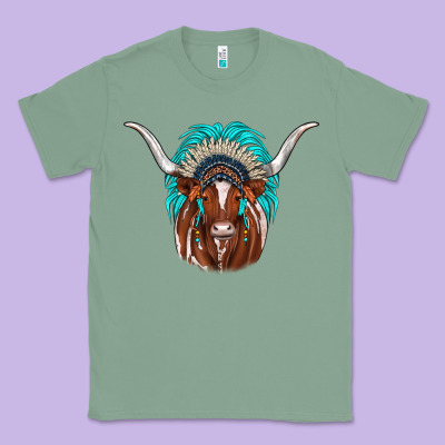 Texas Longhorn Indian Headdress Classic Tee Designed By Jahusdesignshop