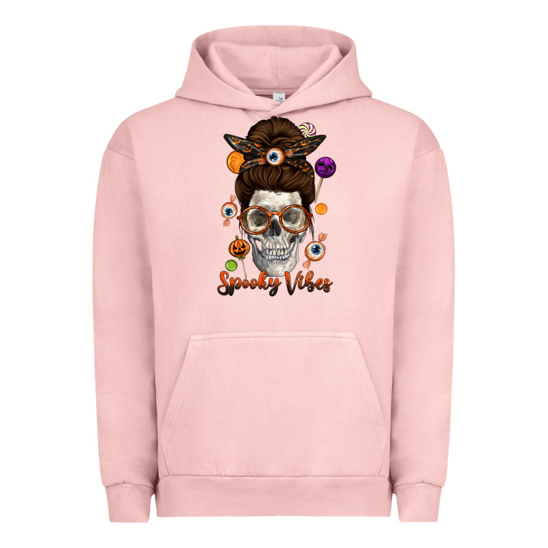 Spooky Vibes Skull Messy Bun Urban Hoodie by texasbilliewilder | Teevron
