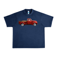 Navy western red truck right side view Urban Heavy Tee - FaDigitalArtStudio