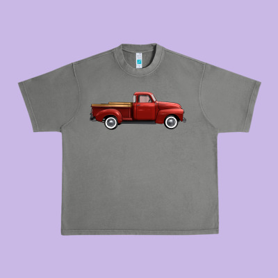 Western Red Truck Right Side View Urban Heavy Tee Designed By Fadigitalartstudio