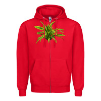 Red Lemon Lime Dracaena Leaf Zipper Hoodie - LillyAllenDesigns