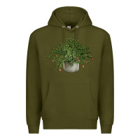 Army Green Dwarf Pomegranate Tree Illustrations Premium Hoodie - LillyAllenDesigns