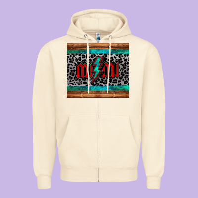 Leopard Lightning Bolt Mimi Mother's Day Zipper Hoodie Designed By Jasminsmagicworld