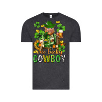 Vintage Black One lucky cowboy with st. patricks elf Vintage Tee - Neo Western