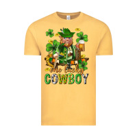 Vintage Mustard One lucky cowboy with st. patricks elf Vintage Tee - Neo Western