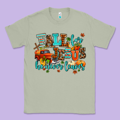 Fall For Jesus He Never Leaves Classic Tee Designed By Adodesignshop