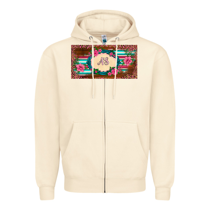Preview Western Pink Flovers Leopard Serape   License Plate Template Zipper Hoodie by BarkalooDesign | Teevron