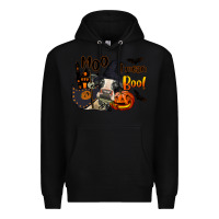Black Moo I Mean Boo Holstein Cow Premium Hoodie - LillyAllenDesigns