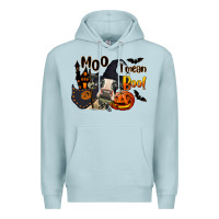 Blue Mist Moo I Mean Boo Holstein Cow Premium Hoodie - LillyAllenDesigns