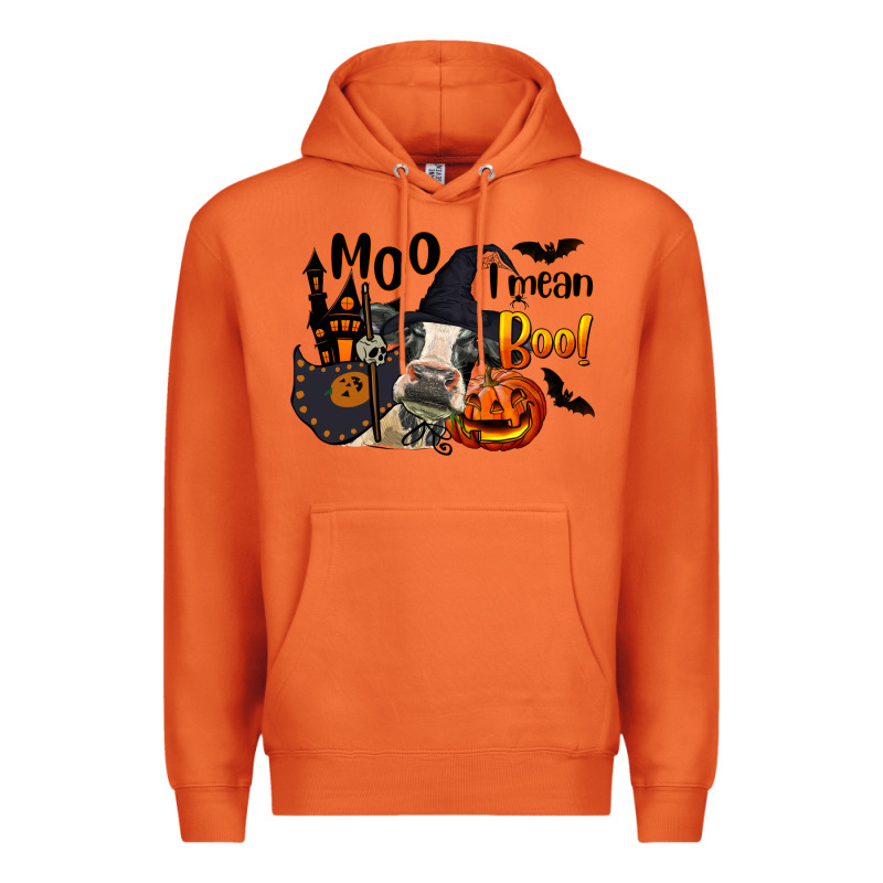 Moo I Mean Boo Holstein Cow Premium Hoodie by LillyAllenDesigns | Teevron