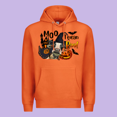 Moo I Mean Boo Holstein Cow Premium Hoodie Designed By Lillyallendesigns