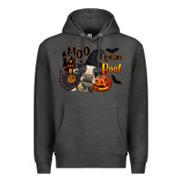 Charcoal Heather Moo I Mean Boo Holstein Cow Premium Hoodie - LillyAllenDesigns