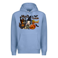 Colony Blue Moo I Mean Boo Holstein Cow Premium Hoodie - LillyAllenDesigns