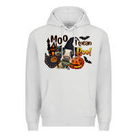 Dove Grey Moo I Mean Boo Holstein Cow Premium Hoodie - LillyAllenDesigns