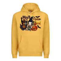 Mustard Moo I Mean Boo Holstein Cow Premium Hoodie - LillyAllenDesigns