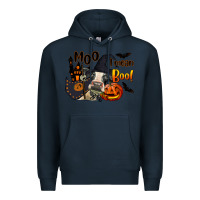 Navy Moo I Mean Boo Holstein Cow Premium Hoodie - LillyAllenDesigns