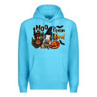 Ocean Blue Moo I Mean Boo Holstein Cow Premium Hoodie - LillyAllenDesigns