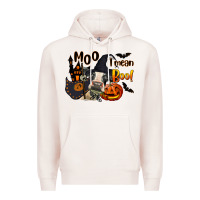 Pale Pink Moo I Mean Boo Holstein Cow Premium Hoodie - LillyAllenDesigns