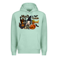 Seafoam Moo I Mean Boo Holstein Cow Premium Hoodie - LillyAllenDesigns