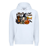 White Moo I Mean Boo Holstein Cow Premium Hoodie - LillyAllenDesigns