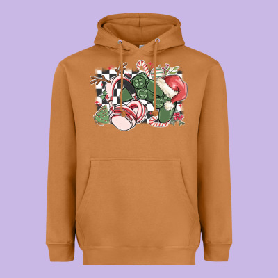 Gamer Christmas Game Controller Heavyweight Hoodie Designed By Maliassmallbusiness
