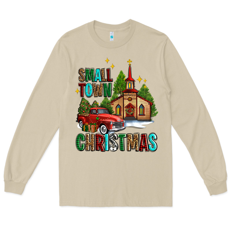 Small Town Christmas Church Western Truck Long Sleeve Tee by AdoDesignShop | Teevron