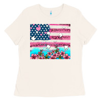 Bone american flag and teeth with flowers Ladies Tee - AdoDesignShop