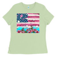 Matcha american flag and teeth with flowers Ladies Tee - AdoDesignShop