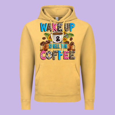 Wake Up And Smell The Coffee Vintage Hoodie Designed By Zillion Design Studio