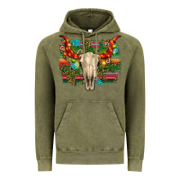 Vintage Olive western christmas bull skull Vintage Hoodie - RanaPortraitStore