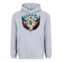 Heather Grey wallen with bull skull Heavyweight Hoodie - NancyCooperArtShop