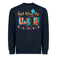 Navy God bless the USA 4th of july Heavyweight Sweatshirt - CowGirlArtShop