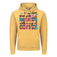Vintage Mustard start your morning with a cup of coffee Vintage Hoodie - Zillion Design Studio