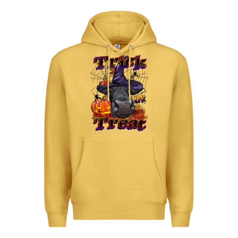 Trick Or Treat Black Angus Heifer Premium Hoodie by LillyAllenDesigns | Teevron