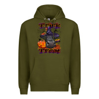 Army Green Trick Or Treat Black Angus Heifer Premium Hoodie - LillyAllenDesigns