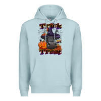 Blue Mist Trick Or Treat Black Angus Heifer Premium Hoodie - LillyAllenDesigns