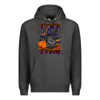 Charcoal Heather Trick Or Treat Black Angus Heifer Premium Hoodie - LillyAllenDesigns