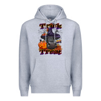 Heather Grey Trick Or Treat Black Angus Heifer Premium Hoodie - LillyAllenDesigns