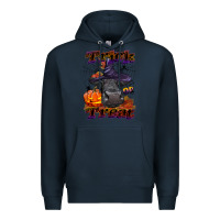 Navy Trick Or Treat Black Angus Heifer Premium Hoodie - LillyAllenDesigns