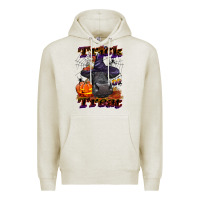 Oatmeal Heather Trick Or Treat Black Angus Heifer Premium Hoodie - LillyAllenDesigns